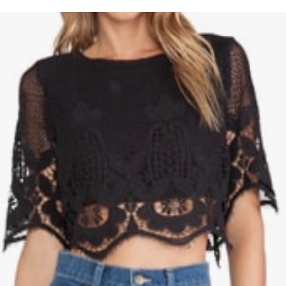 NWOT! Miguelina BLACK Crochet Lou Top, Size M - Picture 2 of 9